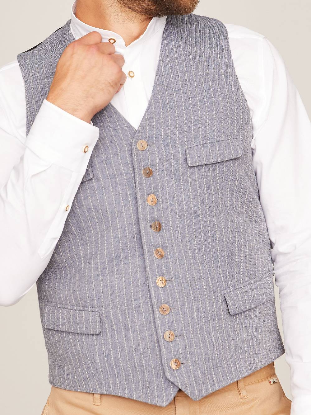 Limberry Blau-beige Gestreifte Trachtenweste - PIUS ZSH 3689