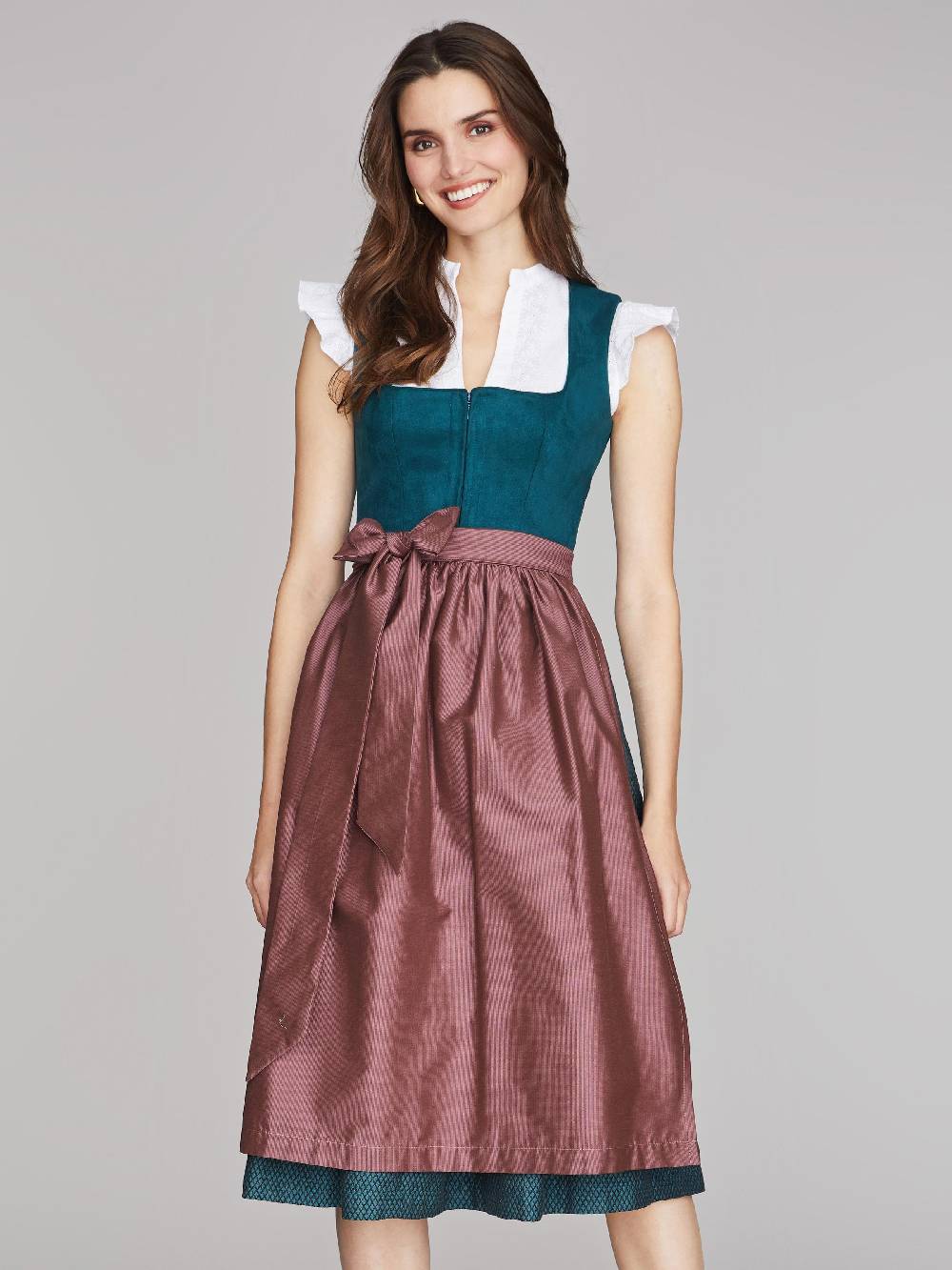 Limberry Blau-Grünes Dirndl Mit Velours-Mieder - JULIE DARK TEAL
