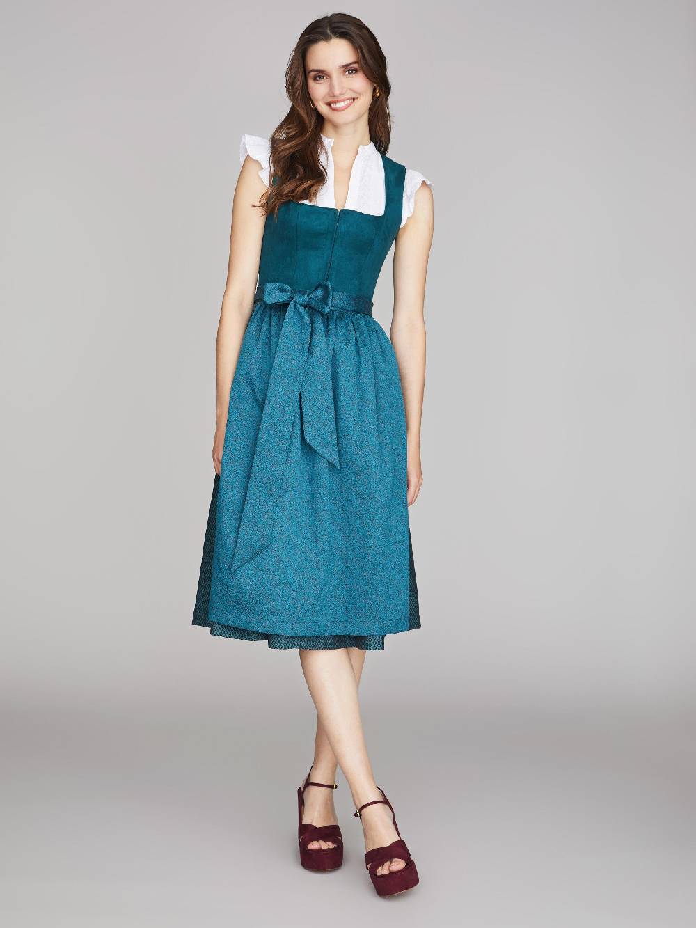 Limberry Blau-Grünes Dirndl Mit Velours-Mieder - JULIE DARK TEAL