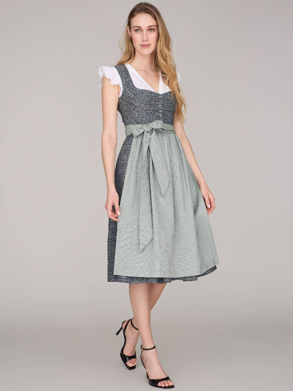 Limberry Blaues Dirndl Mit Knöpfen - JOSIE STORMY SKY