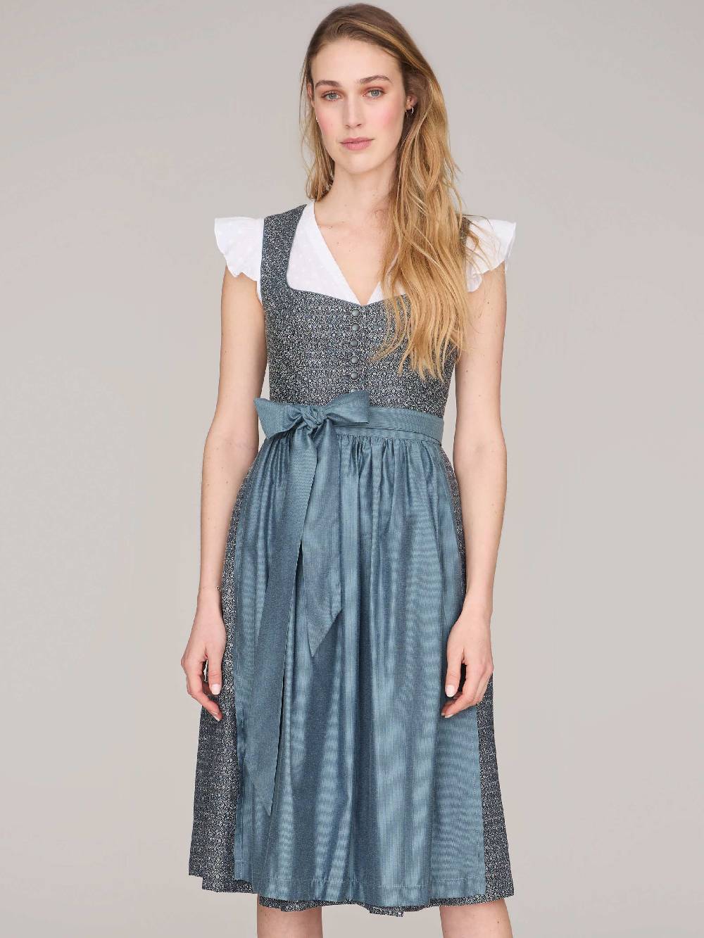 Limberry Blaues Dirndl mit Knöpfen - JOSIE STORMY SKY