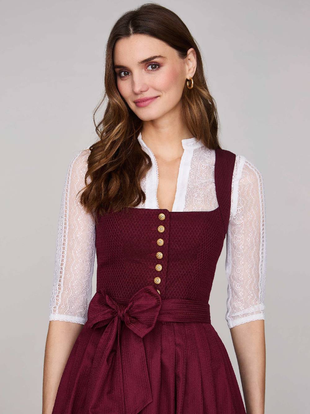 Limberry Bordeauxrotes Dirndl Mit Plissiertem Rock - HEDI PLISSEE BORDEAUX