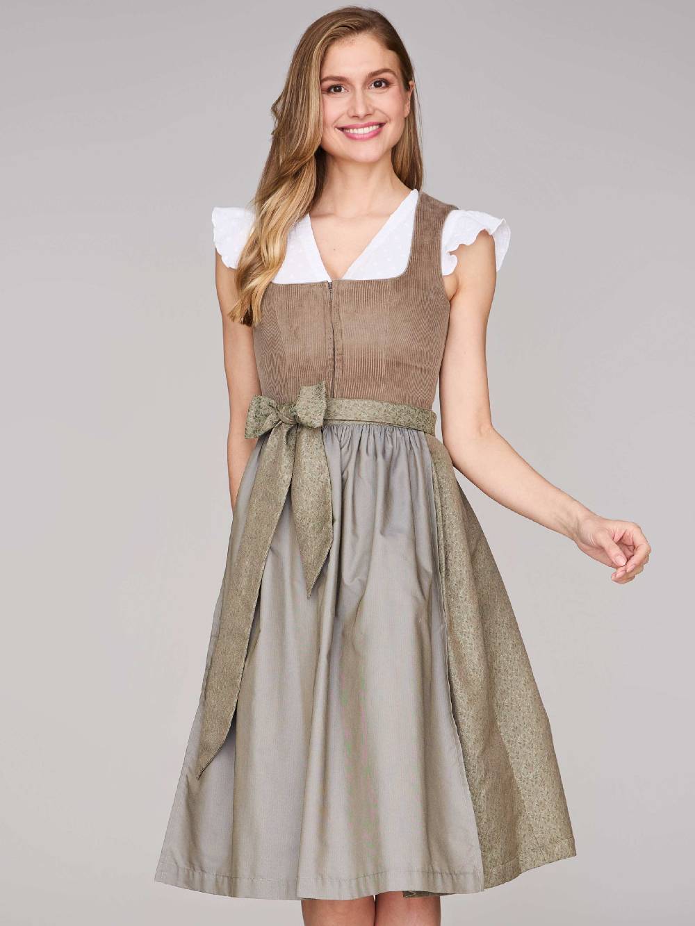 Limberry Braunes Dirndl Mit Cord-Mieder - TIA DESERT TAUPE