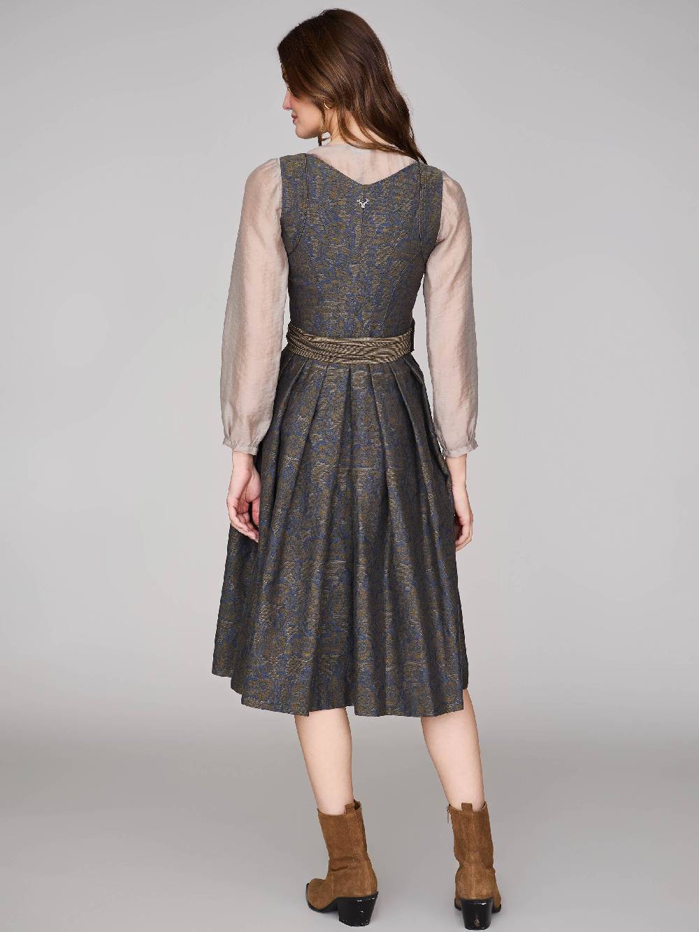 Limberry Braunes Dirndl Mit Floralem Muster - HEDI BRASS FOLKLORE