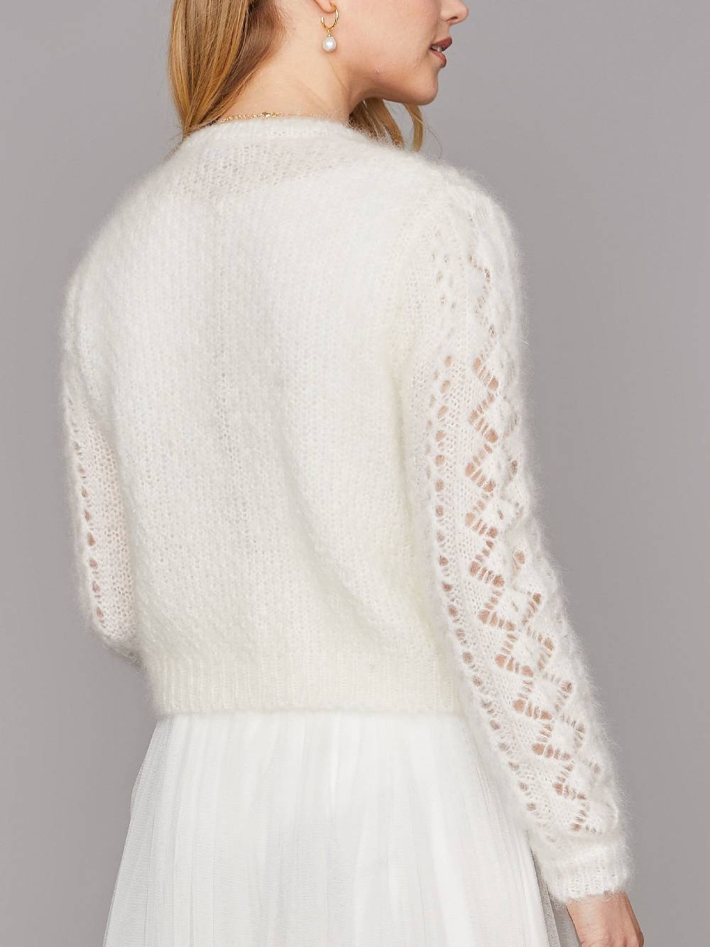 Limberry Braut-Strickjacke Aus Mohair Mit Perlenknöpfe - FLORA