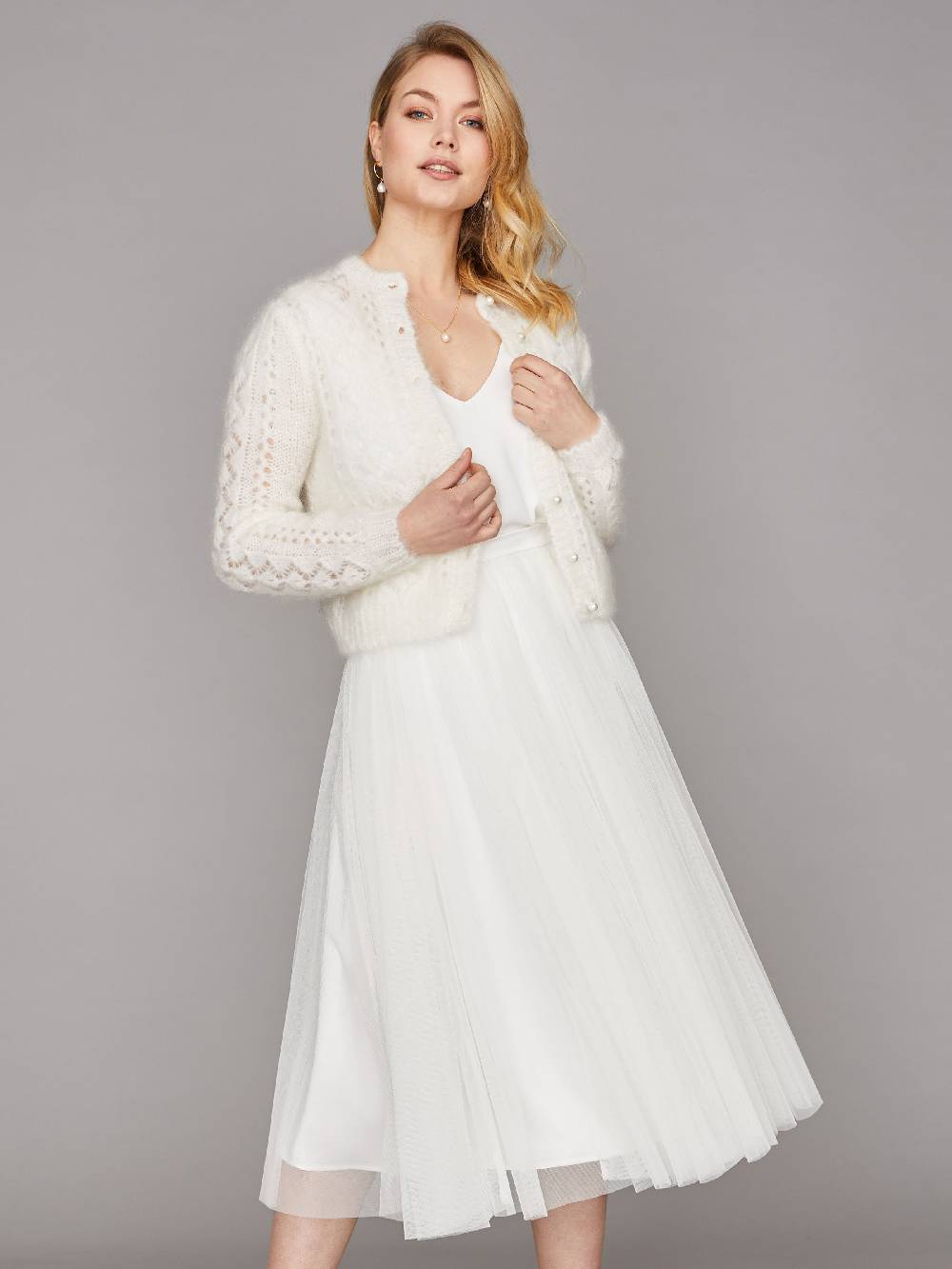 Limberry Braut-Strickjacke Aus Mohair Mit Perlenknöpfe - FLORA