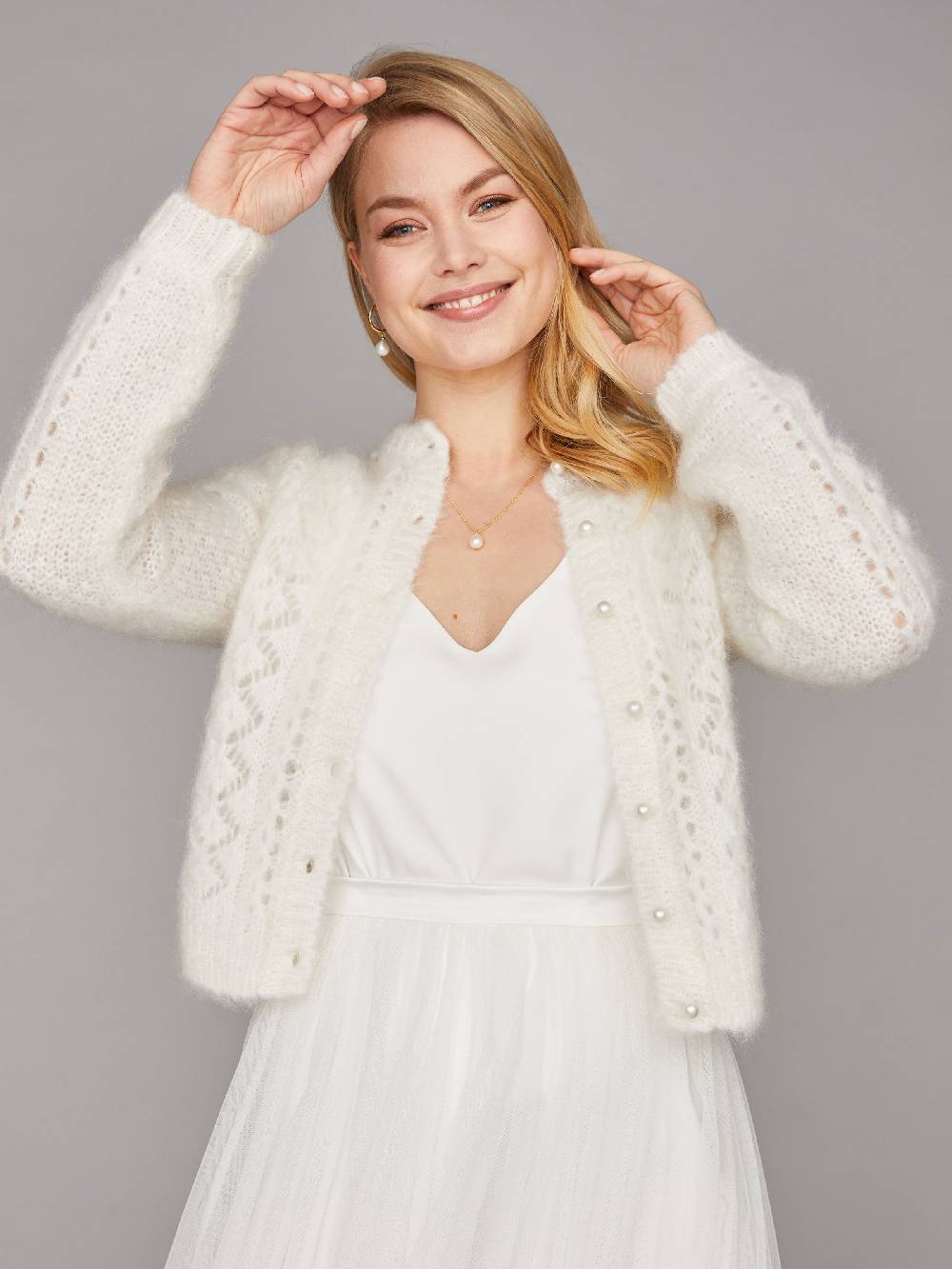 Limberry Braut-Strickjacke Aus Mohair Mit Perlenknöpfe - FLORA