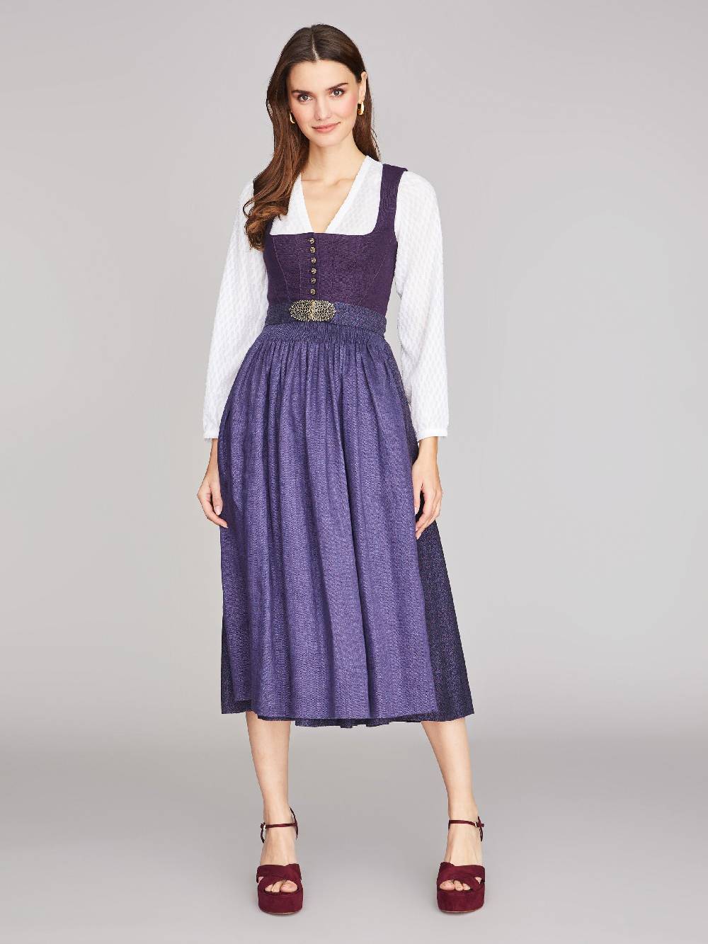 Limberry Brombeerfarbenes Dirndl Aus Leinen - ANNABELLE BROMBEER