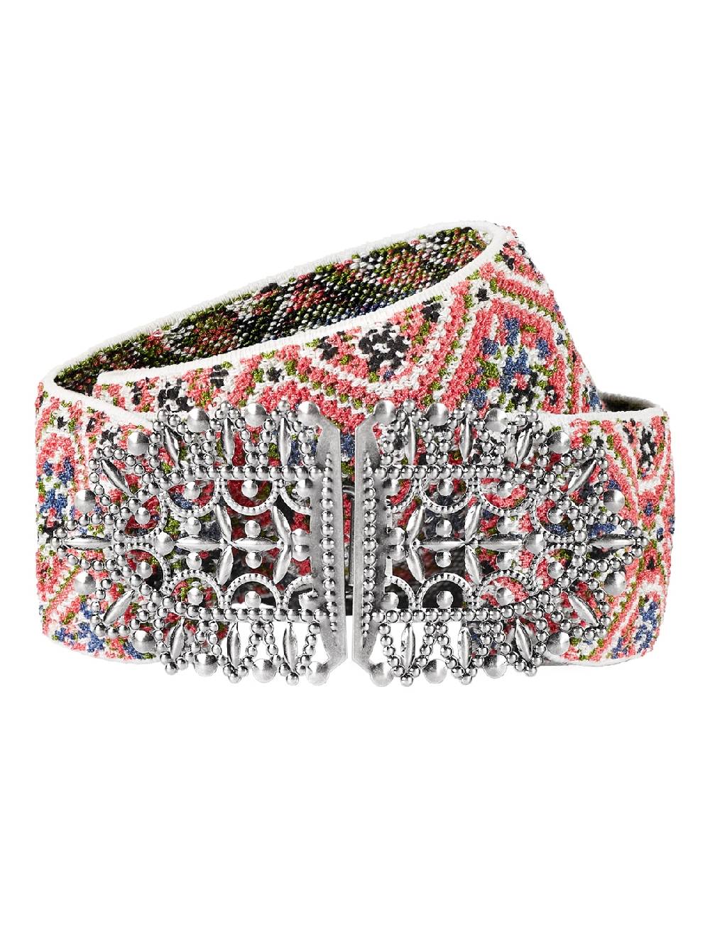 Limberry Bunter Stretch-Trachtengürtel mit Gobelinmuster - GRAZYNAA SILBER