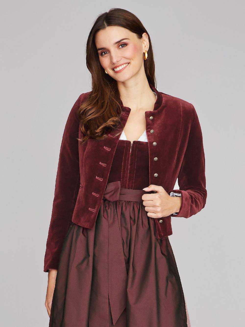 Limberry Burgunderroter Trachtenjanker Aus Samt - PHILIPPA BURGUNDY