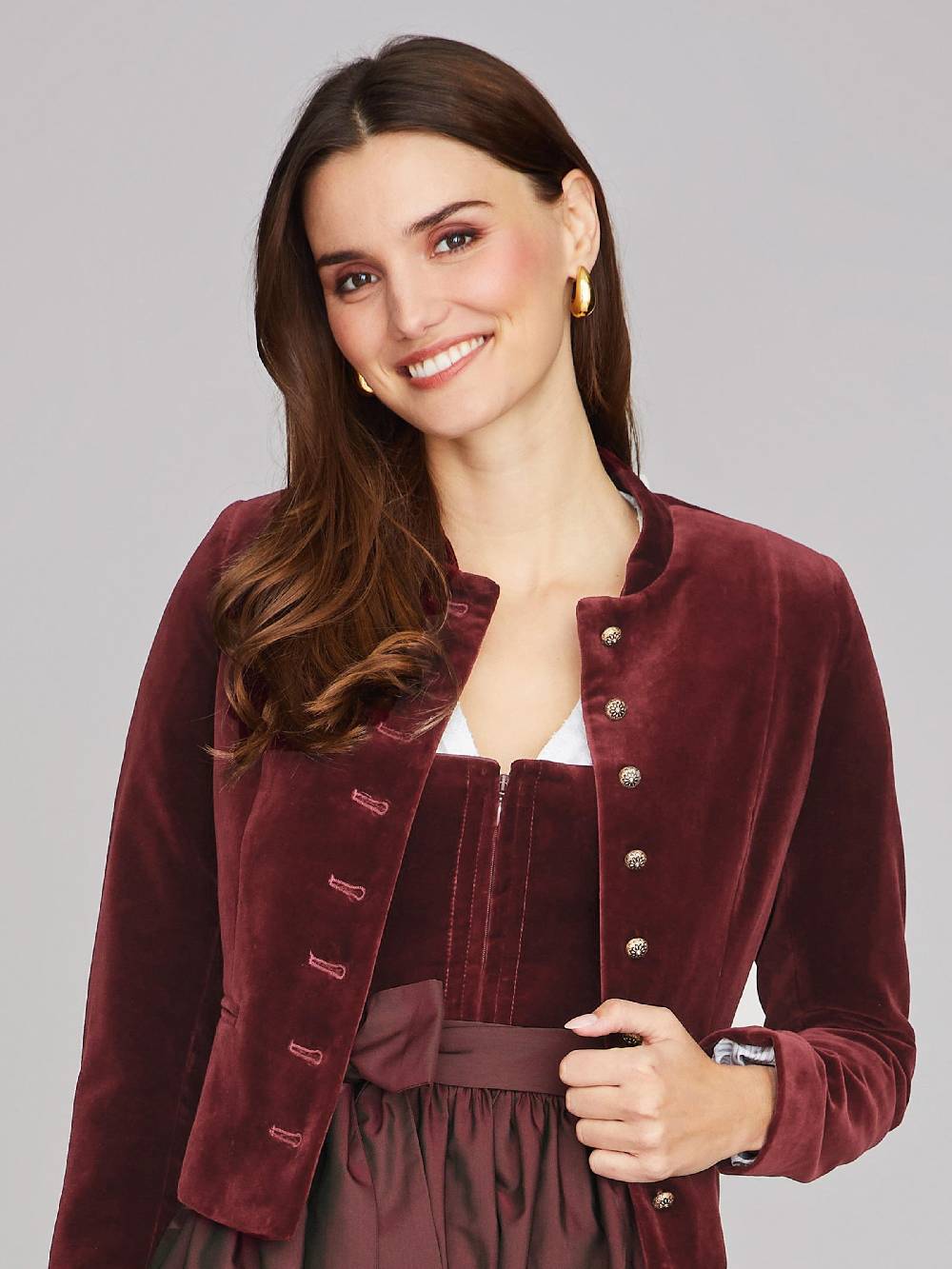 Limberry Burgunderroter Trachtenjanker aus Samt - PHILIPPA BURGUNDY