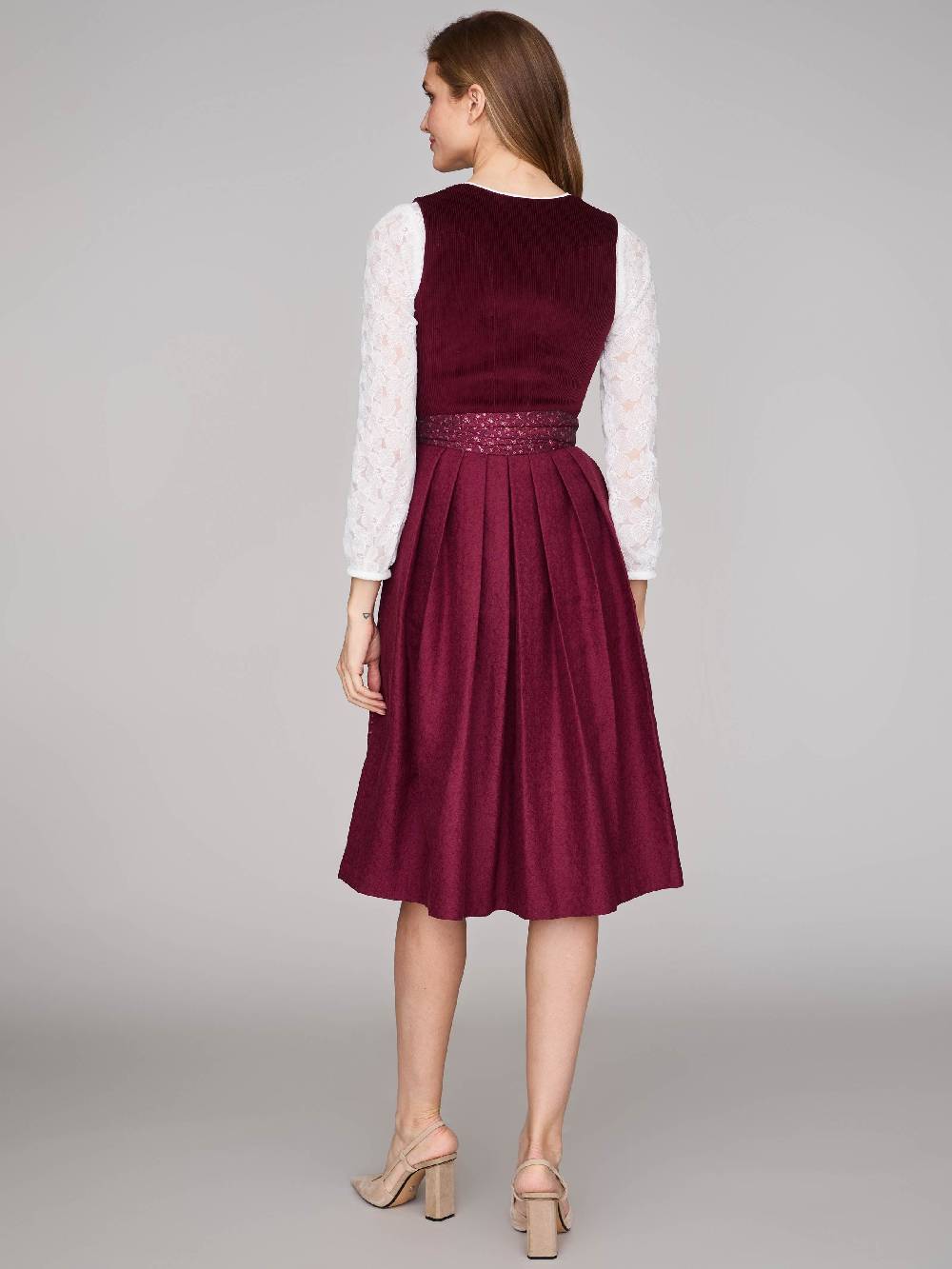 Limberry Burgunderrotes Dirndl Mit Cord-Mieder - TIA VINTAGE BURGUNDY