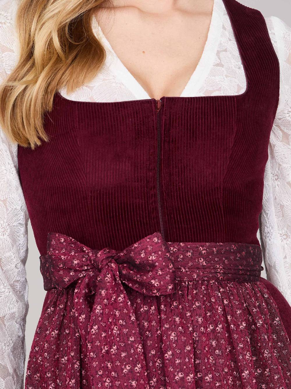 Limberry Burgunderrotes Dirndl Mit Cord-Mieder - TIA VINTAGE BURGUNDY