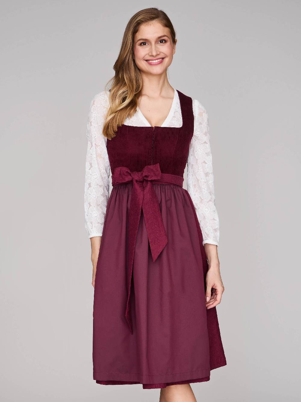 Limberry Burgunderrotes Dirndl mit Cord-Mieder - TIA VINTAGE BURGUNDY