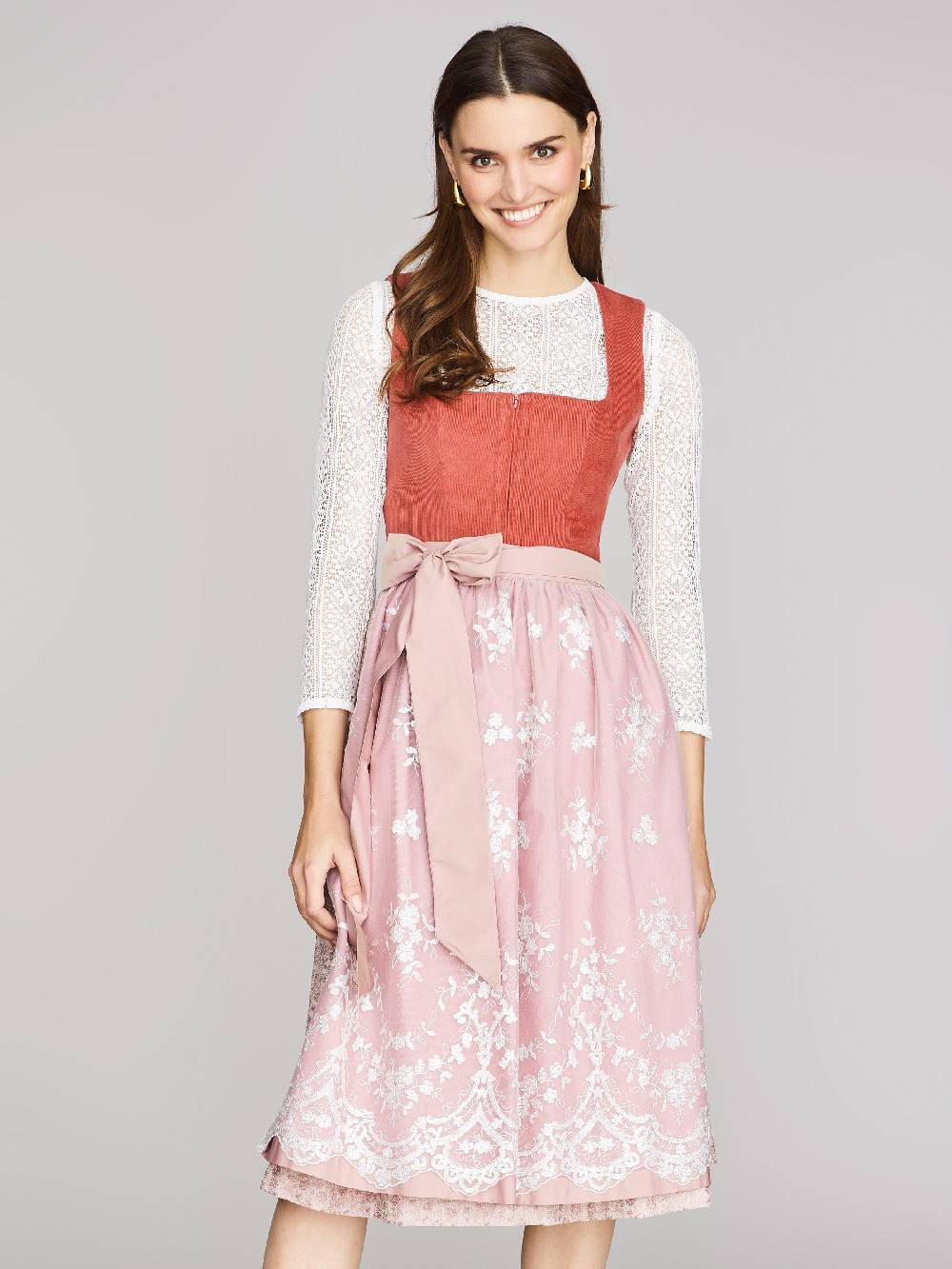 Limberry Coral-farbenes Dirndl Mit Cord-Mieder - CAMILLE DUSTY ROSE
