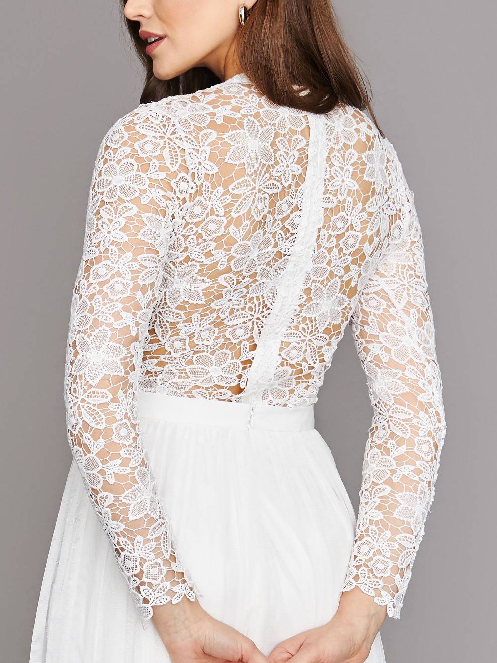 Limberry Cremefarbener Braut-Body Mit Langen Ärmeln - ROSE