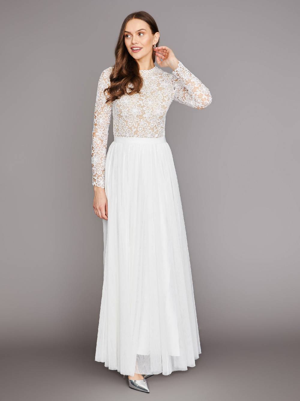 Limberry Cremefarbener Braut-Body Mit Langen Ärmeln - ROSE