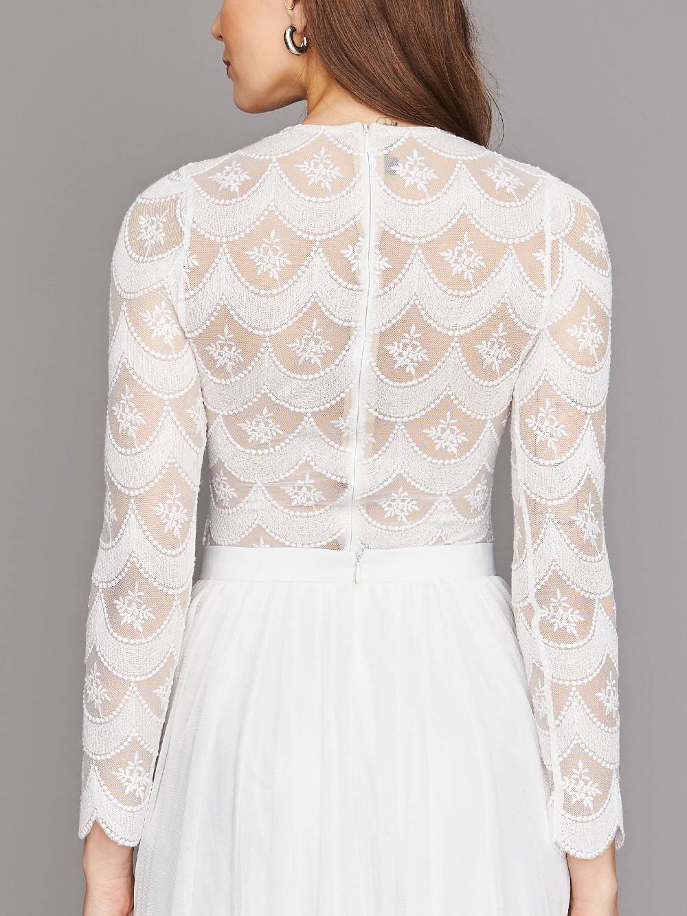 Limberry Cremefarbener Braut-Body Mit Langen Ärmeln - STELLA