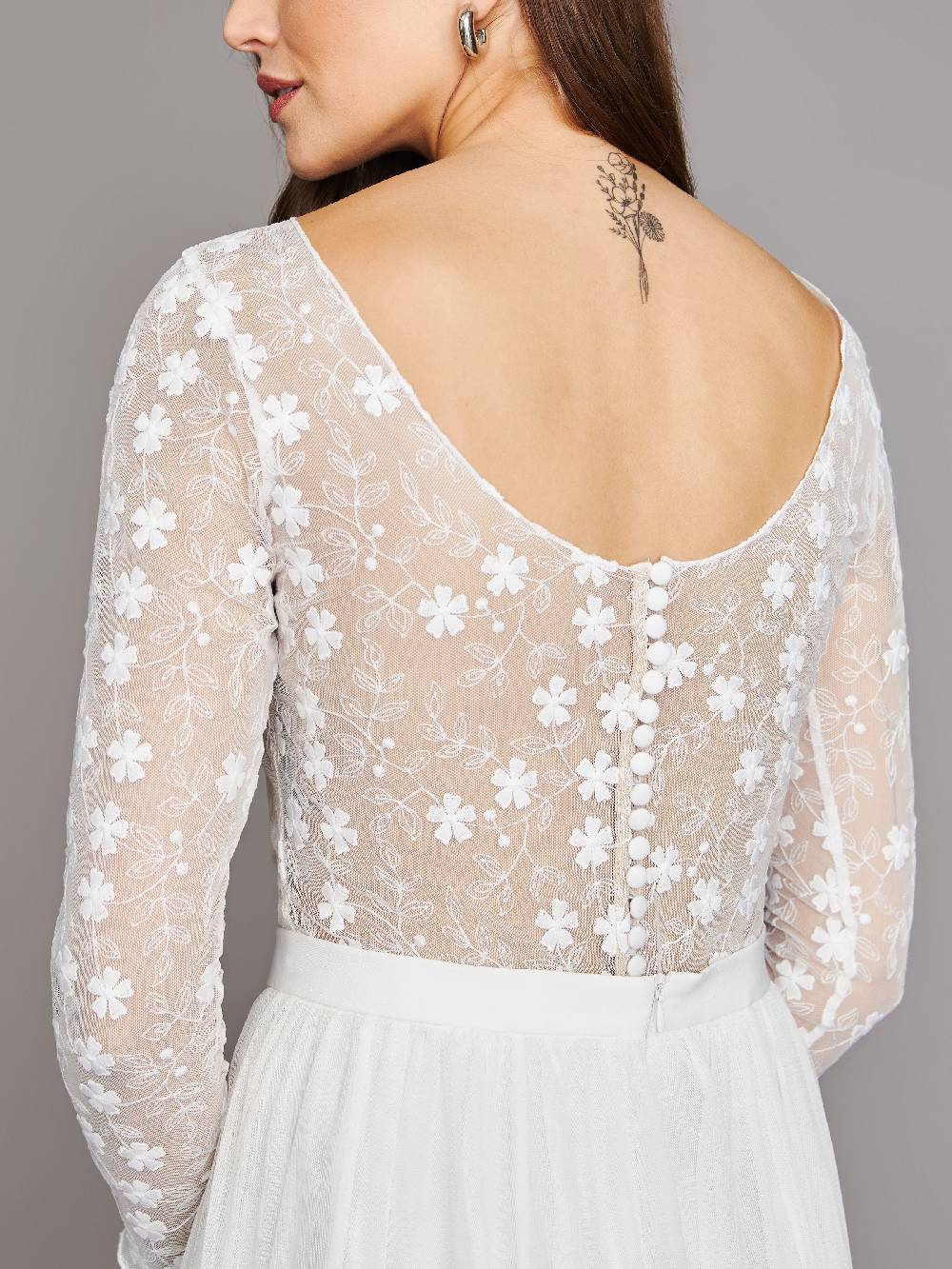 Limberry Cremefarbener Braut-Body Mit Tiefem Rückenausschnitt - LIA