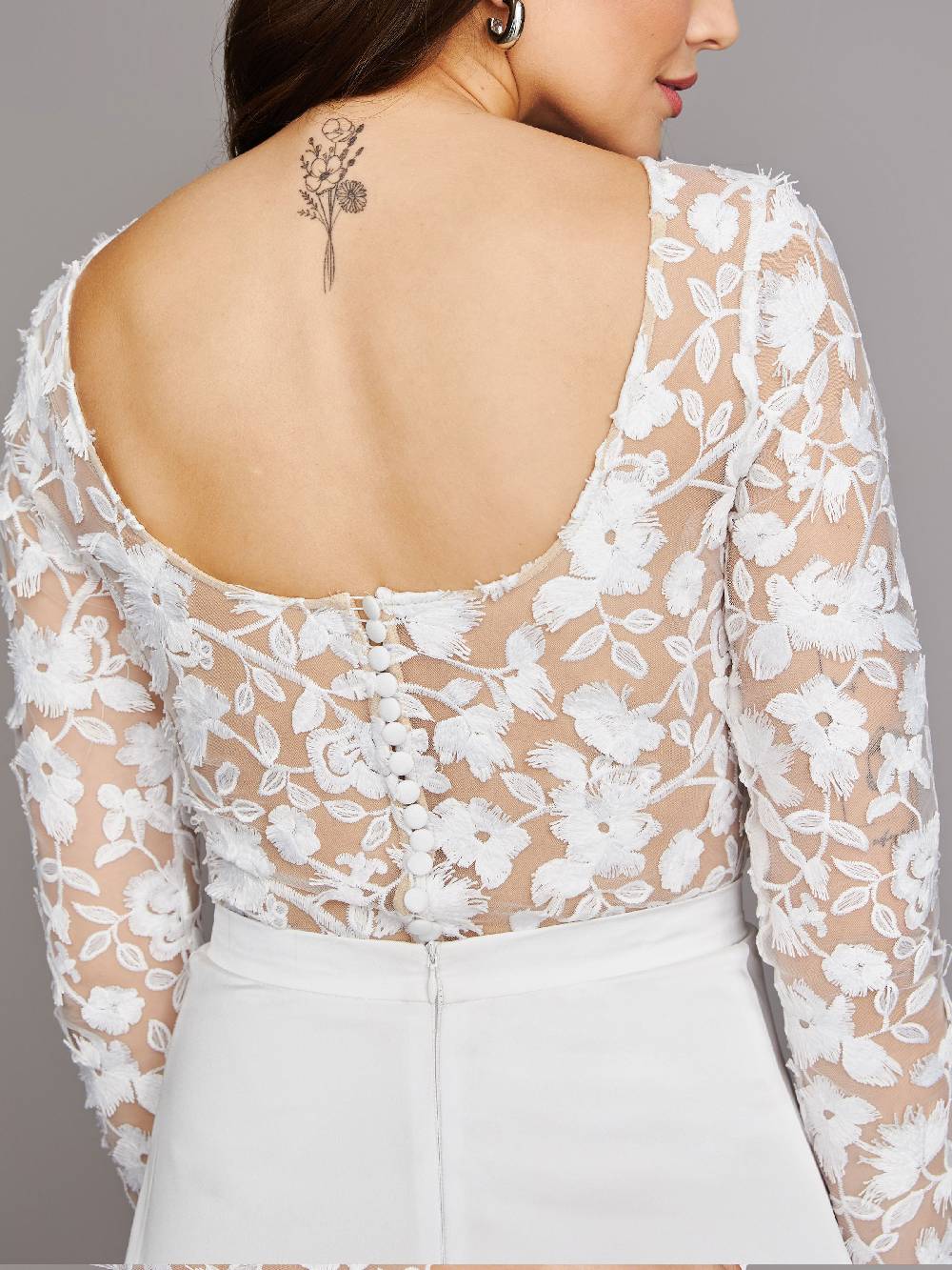 Limberry Cremefarbener Braut-Body Mit Tiefem Rückenausschnitt - IVA