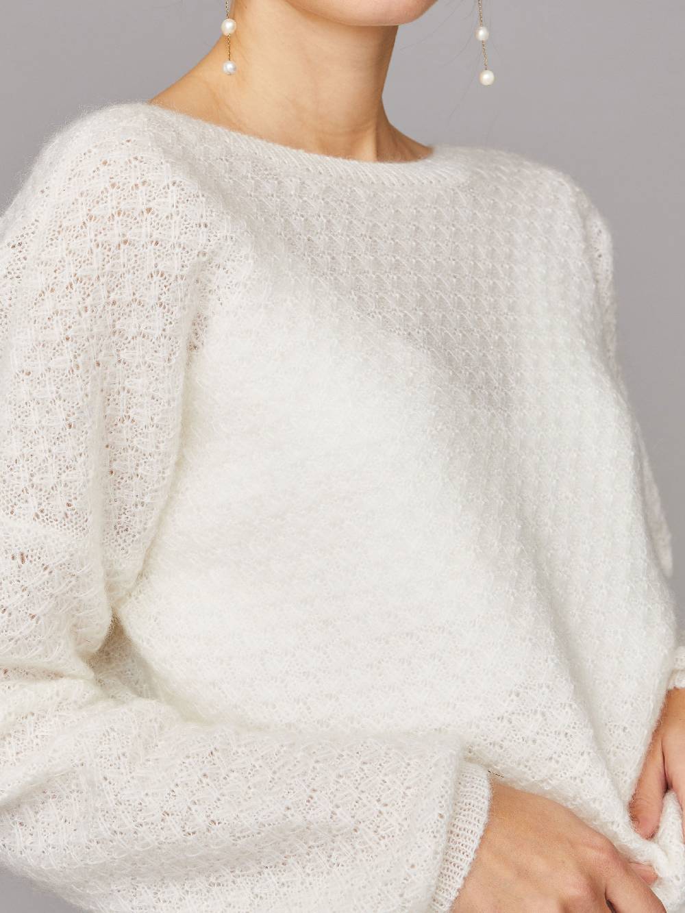 Limberry Cremefarbener Braut-Pullover Mit Tiefem V-Ausschnitt Hinten - LARA