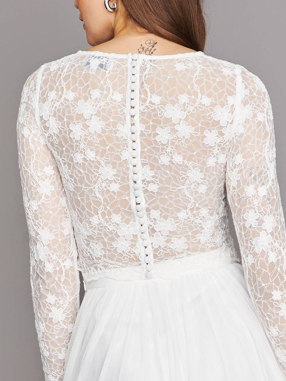 Limberry Cremefarbenes Braut-Top Mit Langen Ärmeln - ARIA