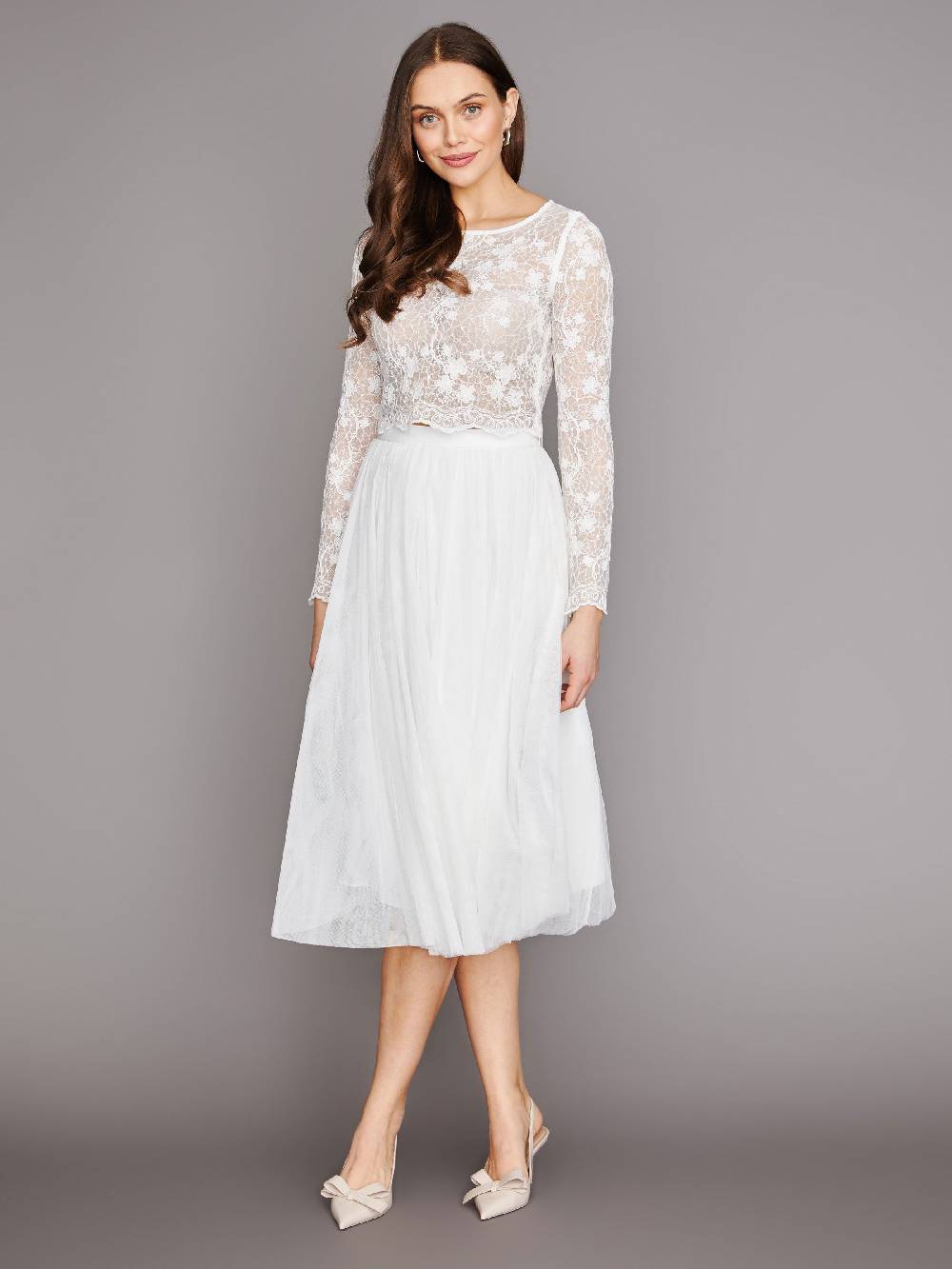 Limberry Cremefarbenes Braut-Top Mit Langen Ärmeln - ARIA