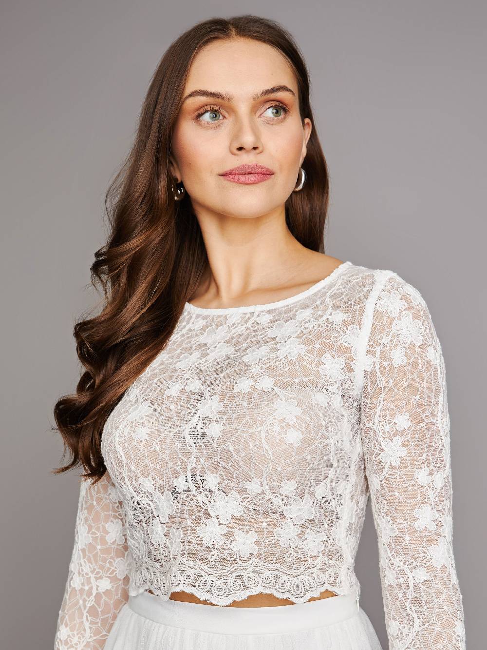 Limberry Cremefarbenes Braut-Top mit langen Ärmeln - ARIA