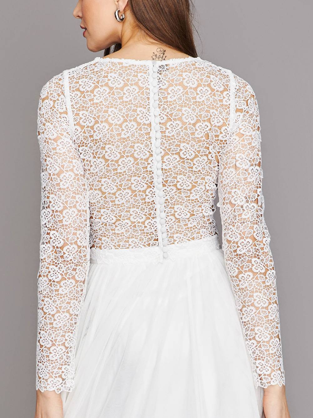 Limberry Cremefarbenes Braut-Top Mit Langen Ärmeln - ELENOR