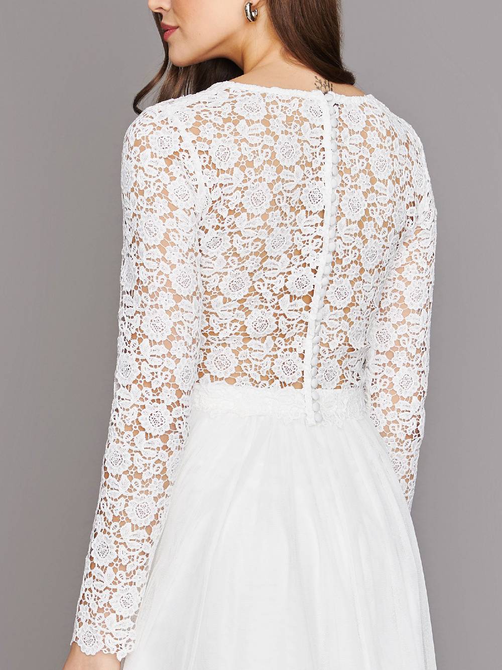 Limberry Cremefarbenes Braut-Top Mit Langen Ärmeln - VICTORIA