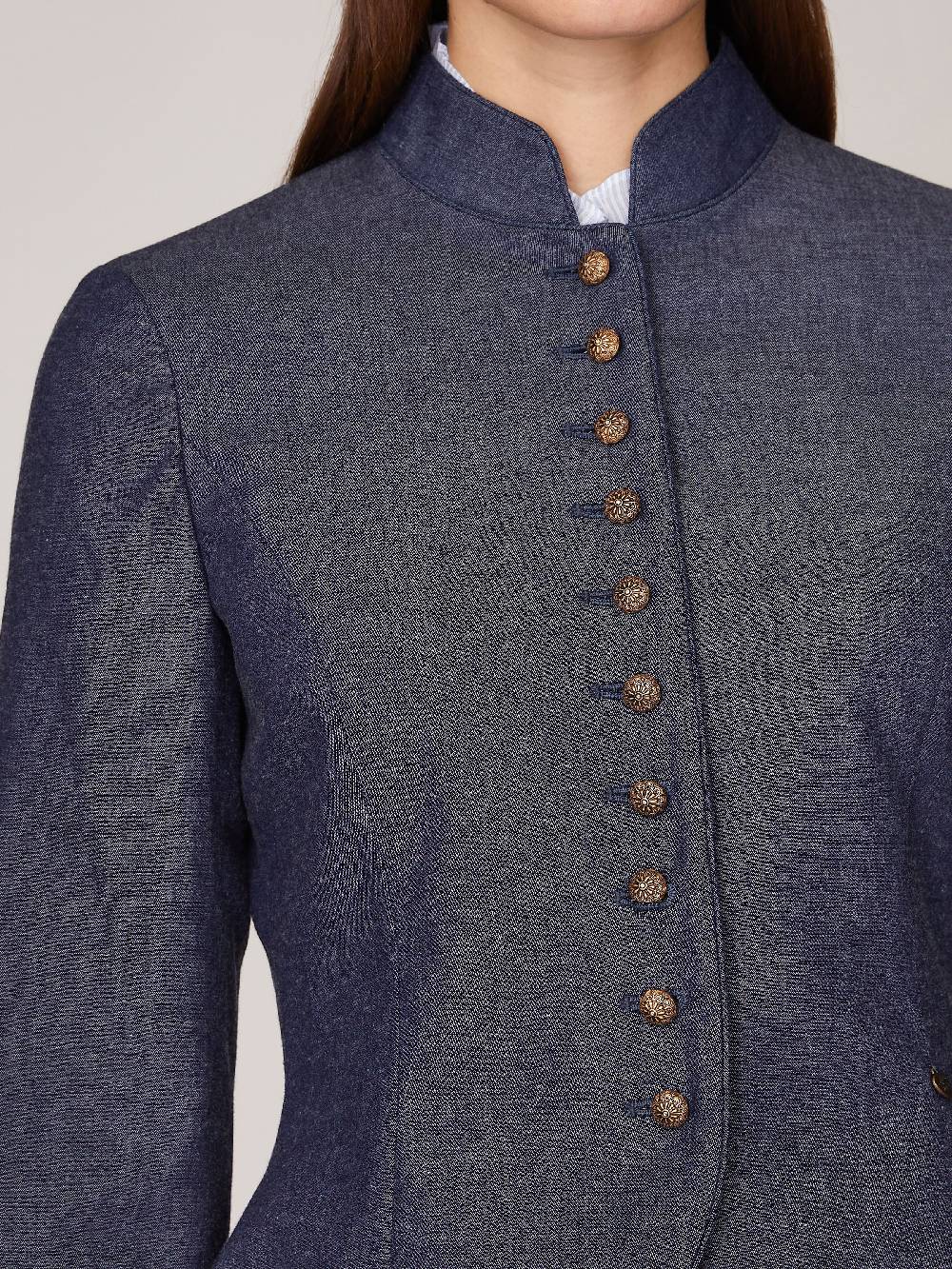 Limberry Denimfarbener Trachten-Blazer Mit Stehkragen - CHRISTL