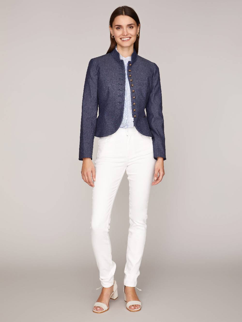 Limberry Denimfarbener Trachten-Blazer Mit Stehkragen - CHRISTL