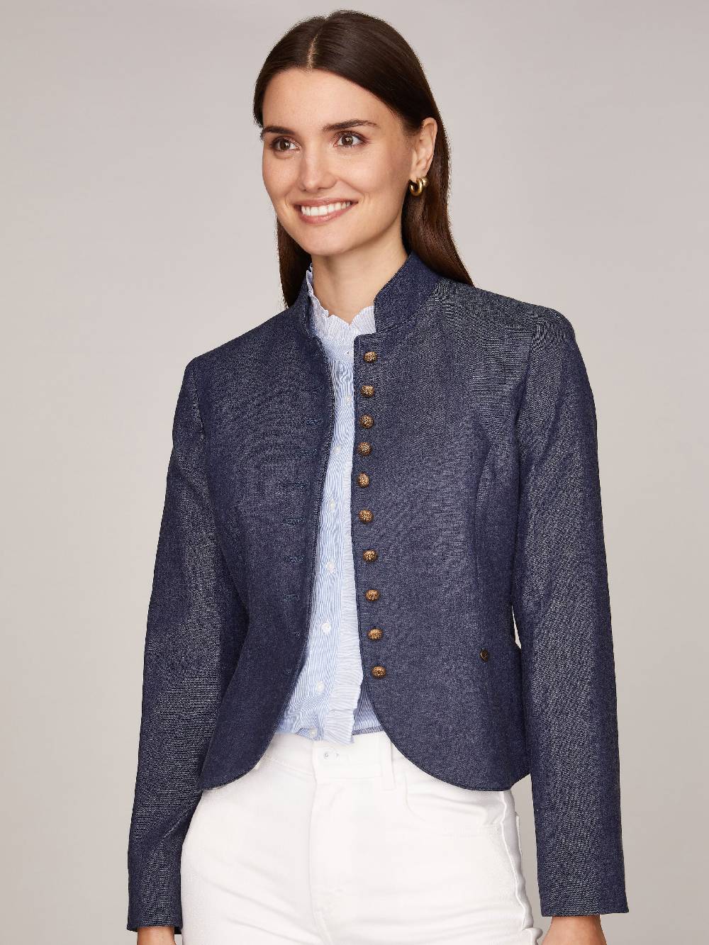 Limberry Denimfarbener Trachten-Blazer mit Stehkragen - CHRISTL