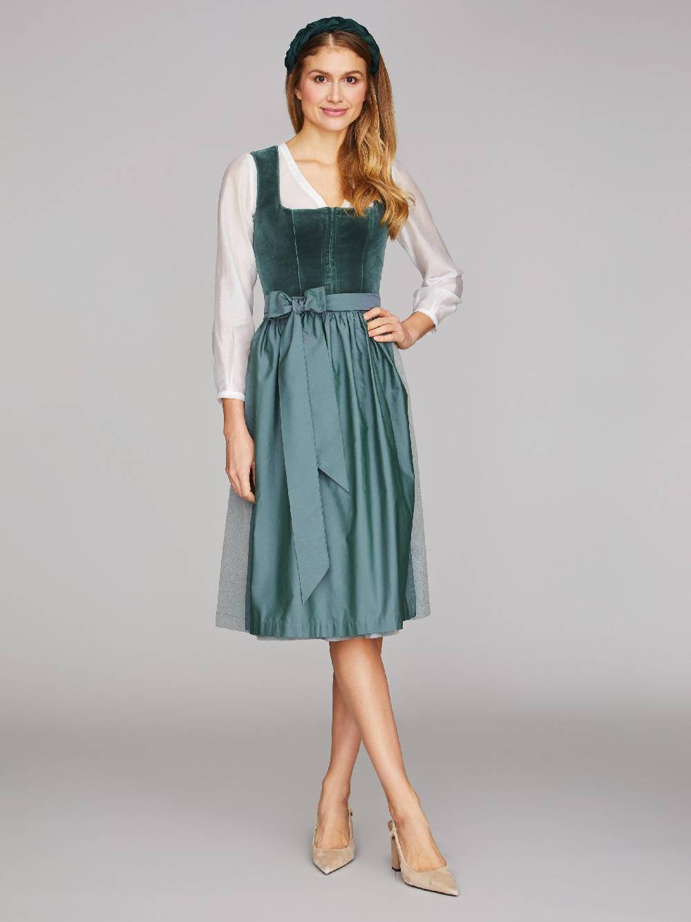 Limberry Dirndl Mit Samt-Mieder In Eucalyptus - DELILAH EUCALYPTUS