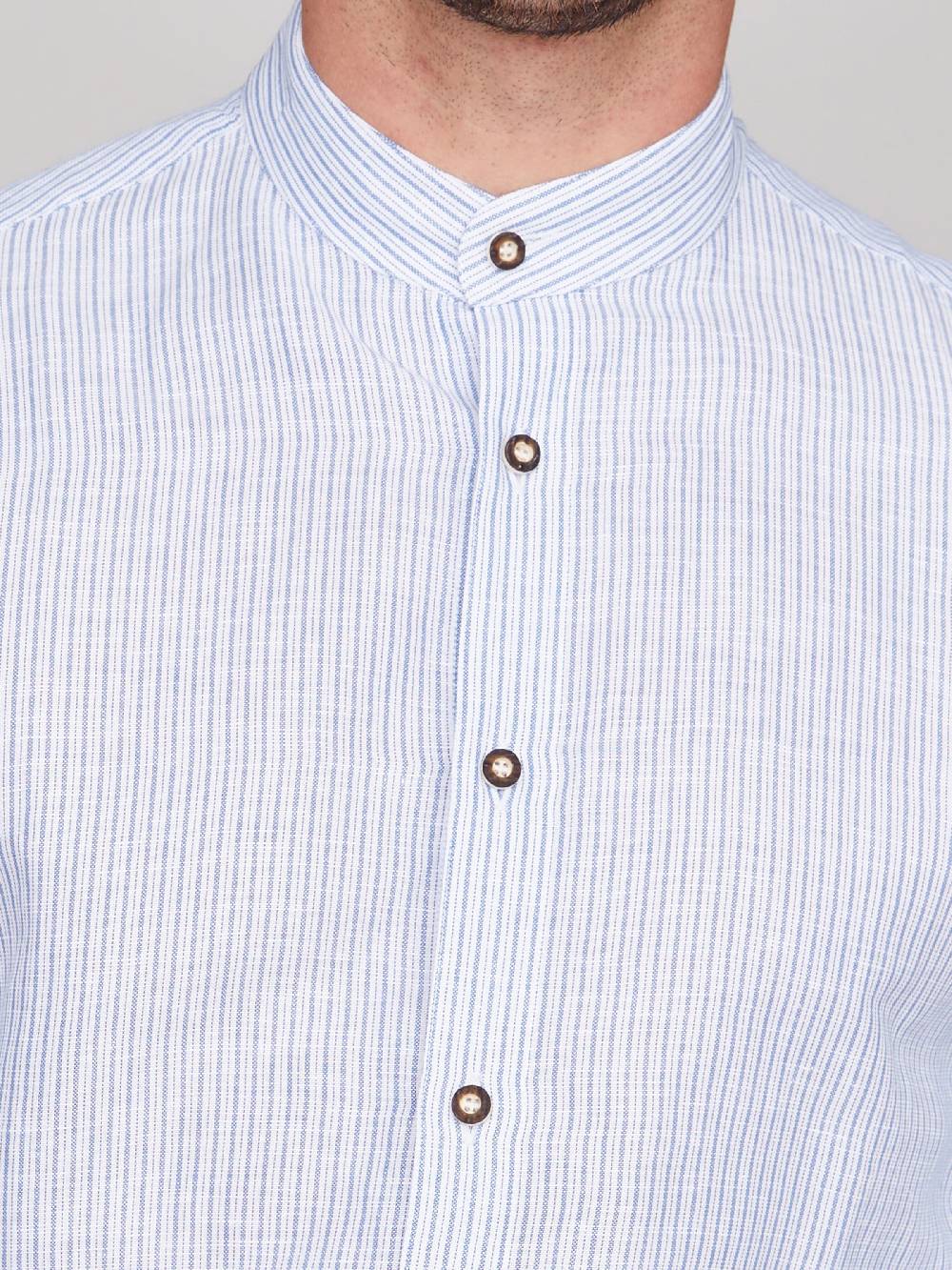 Limberry Dunkelblau-Weiß Gestreiftes Trachtenhemd - OSKAR STREIFEN DUNKELBLAU