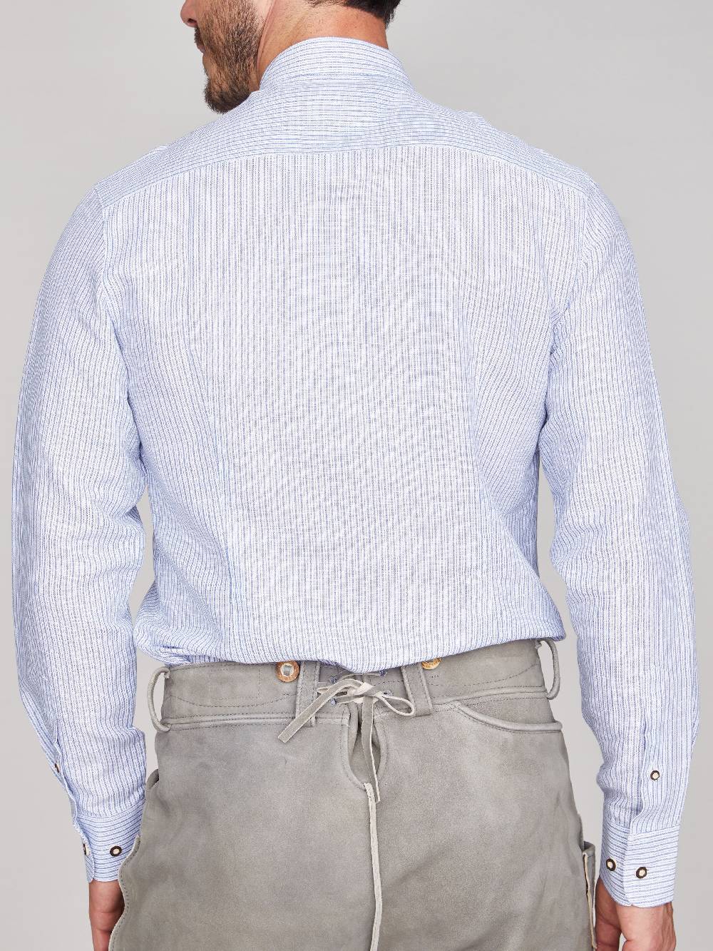 Limberry Dunkelblau-Weiß Gestreiftes Trachtenhemd - OSKAR STREIFEN DUNKELBLAU