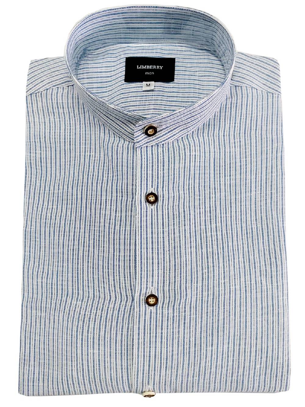Limberry Dunkelblau-Weiß Gestreiftes Trachtenhemd - OSKAR STREIFEN DUNKELBLAU
