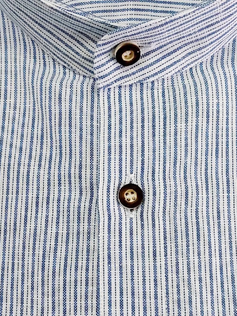 Limberry Dunkelblau-Weiß Gestreiftes Trachtenhemd - OSKAR STREIFEN DUNKELBLAU