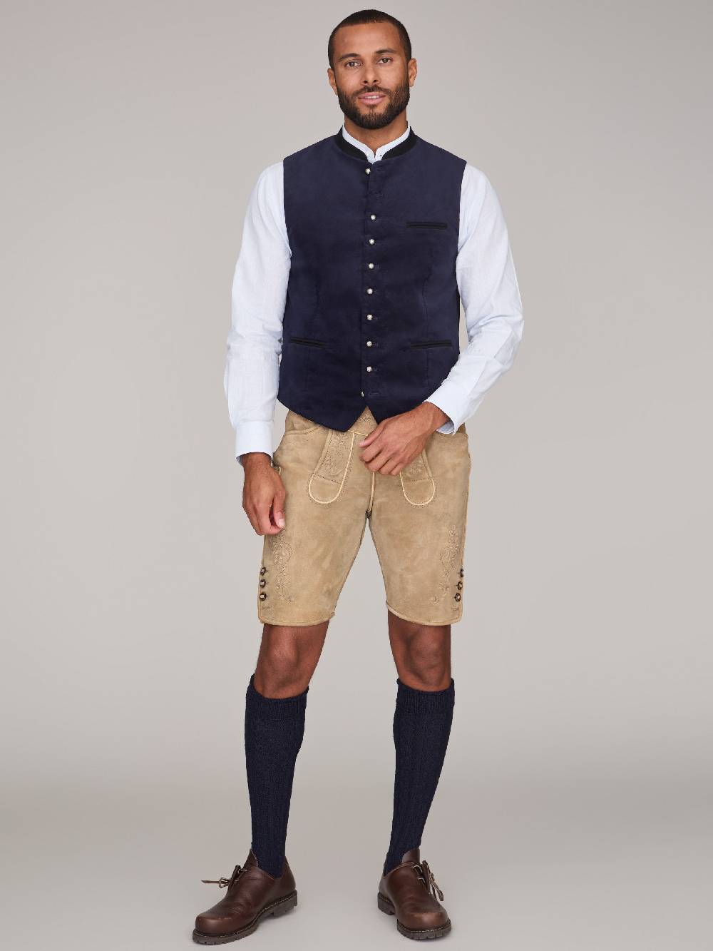 Limberry Dunkelblaue Trachtenweste Aus Samt - MARLON DARK BLUE