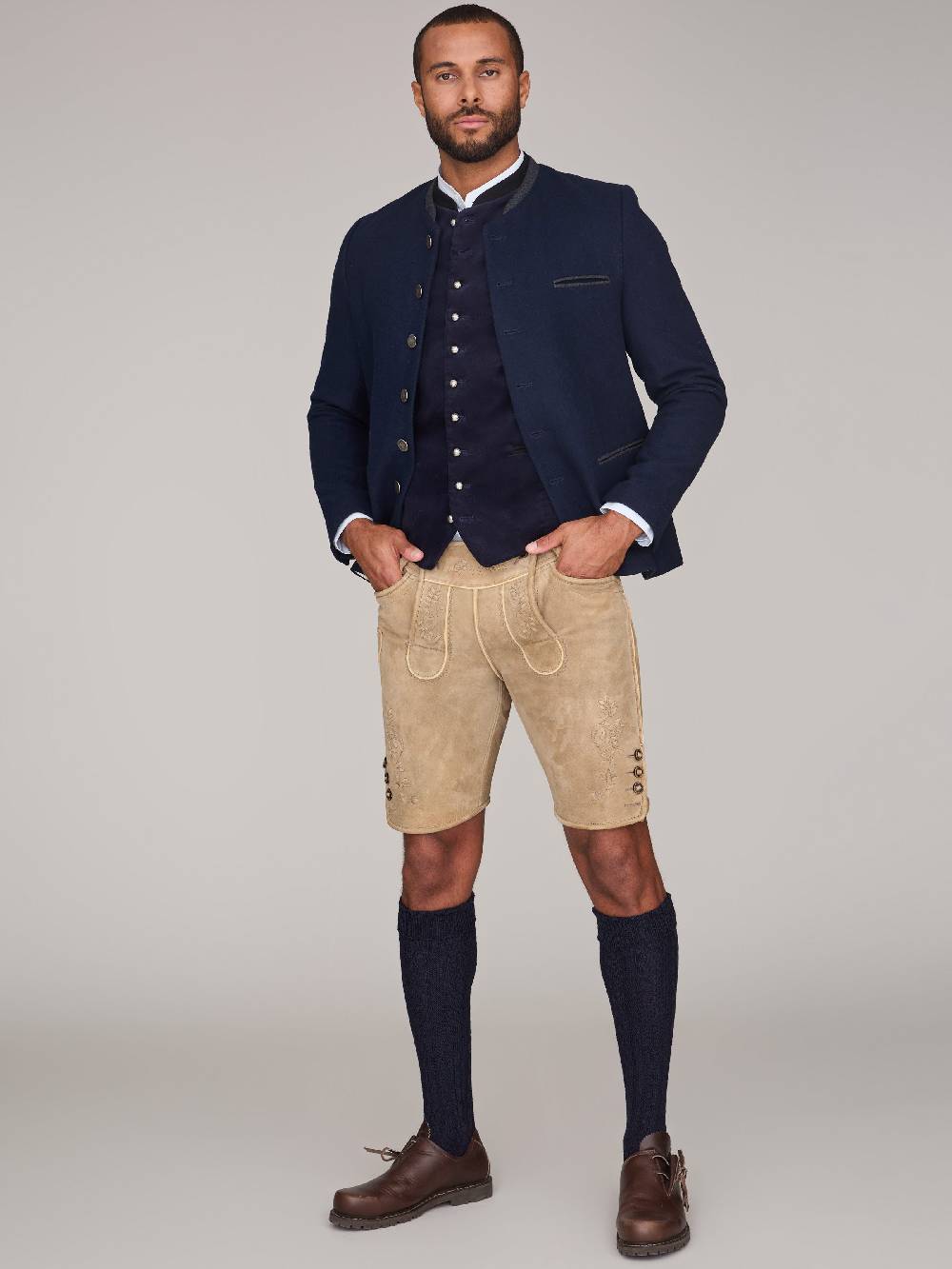 Limberry Dunkelblaue Trachtenweste Aus Samt - MARLON DARK BLUE