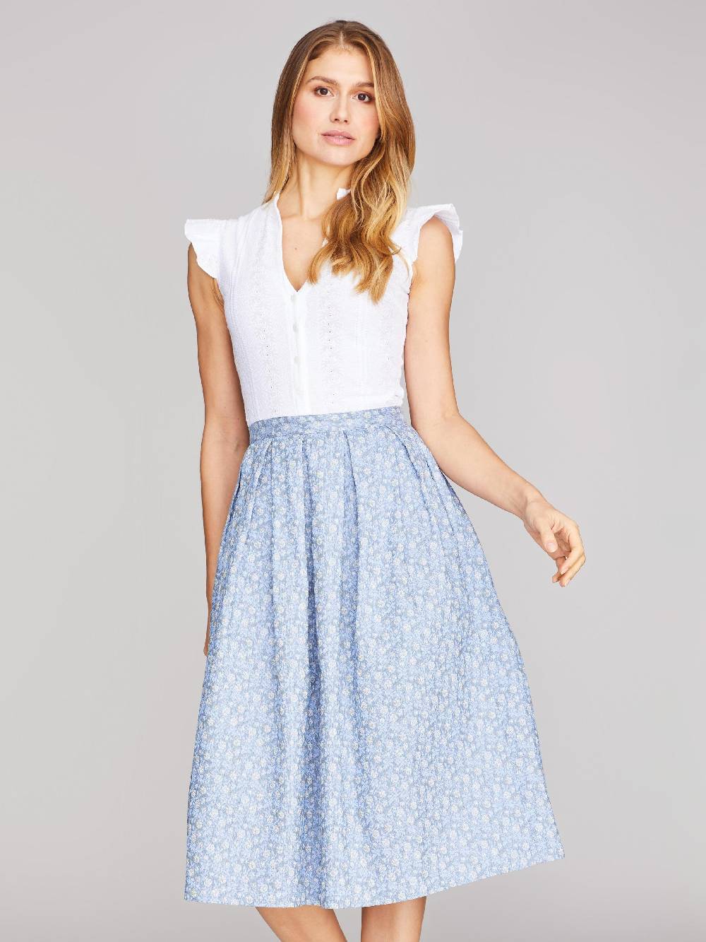 Limberry Dunkelblauer Trachtenrock Mit Blumenmuster - BLAIR INDIGO SKY