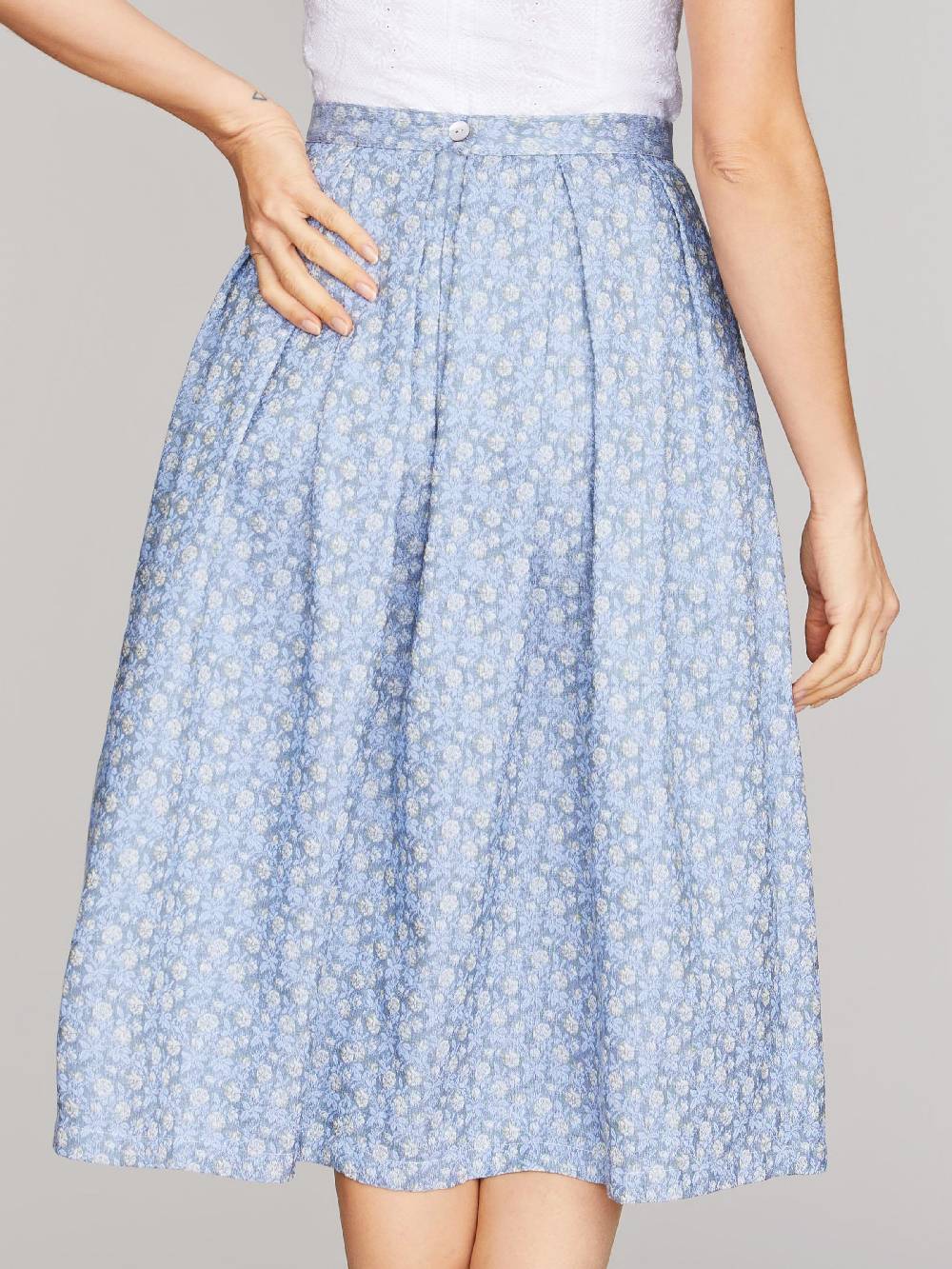 Limberry Dunkelblauer Trachtenrock Mit Blumenmuster - BLAIR INDIGO SKY