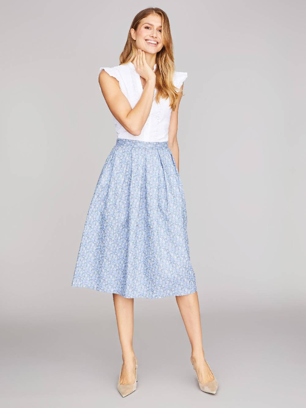 Limberry Dunkelblauer Trachtenrock Mit Blumenmuster - BLAIR INDIGO SKY