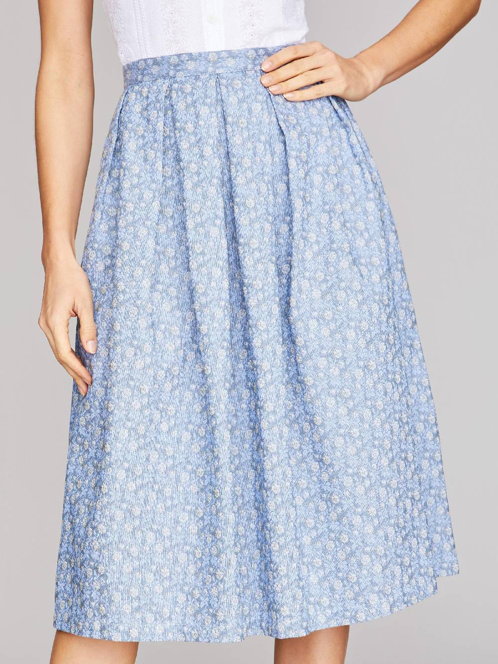 Limberry Dunkelblauer Trachtenrock mit Blumenmuster - BLAIR INDIGO SKY