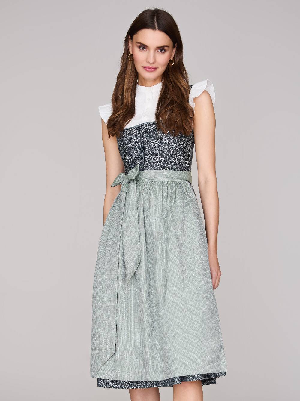 Limberry Dunkelblaues Dirndl Mit Floralem Muster - ORLA STORMY SKY