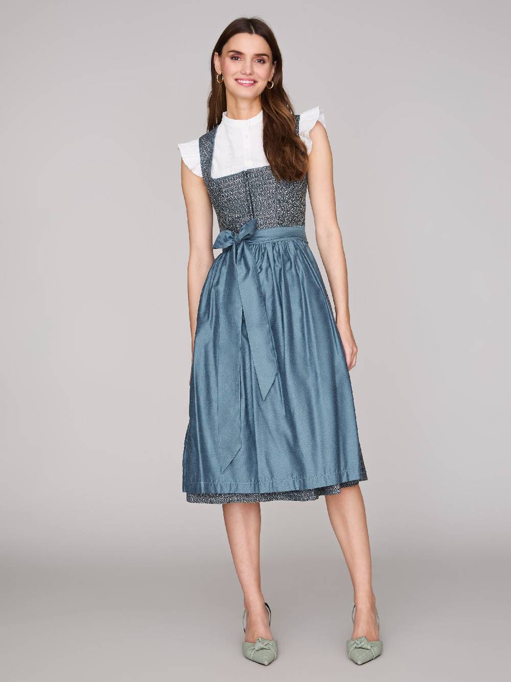 Limberry Dunkelblaues Dirndl Mit Floralem Muster - ORLA STORMY SKY