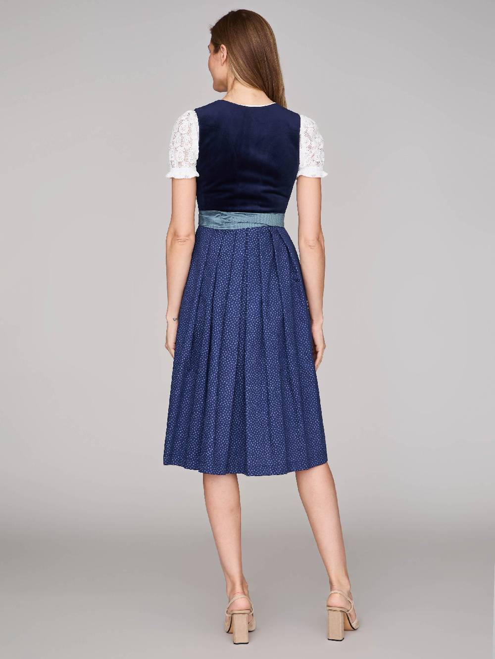 Limberry Dunkelblaues Samt-Dirndl Mit Knöpfen - LUCINDA PAGEANT BLUE