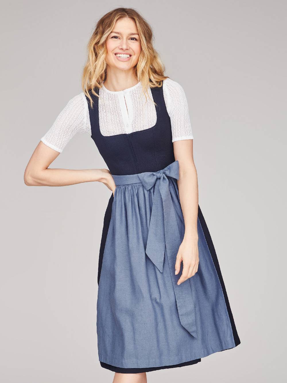 Limberry Dunkelblaues Strukturiertes Dirndl - RAVEN MIDNIGHT BLUE