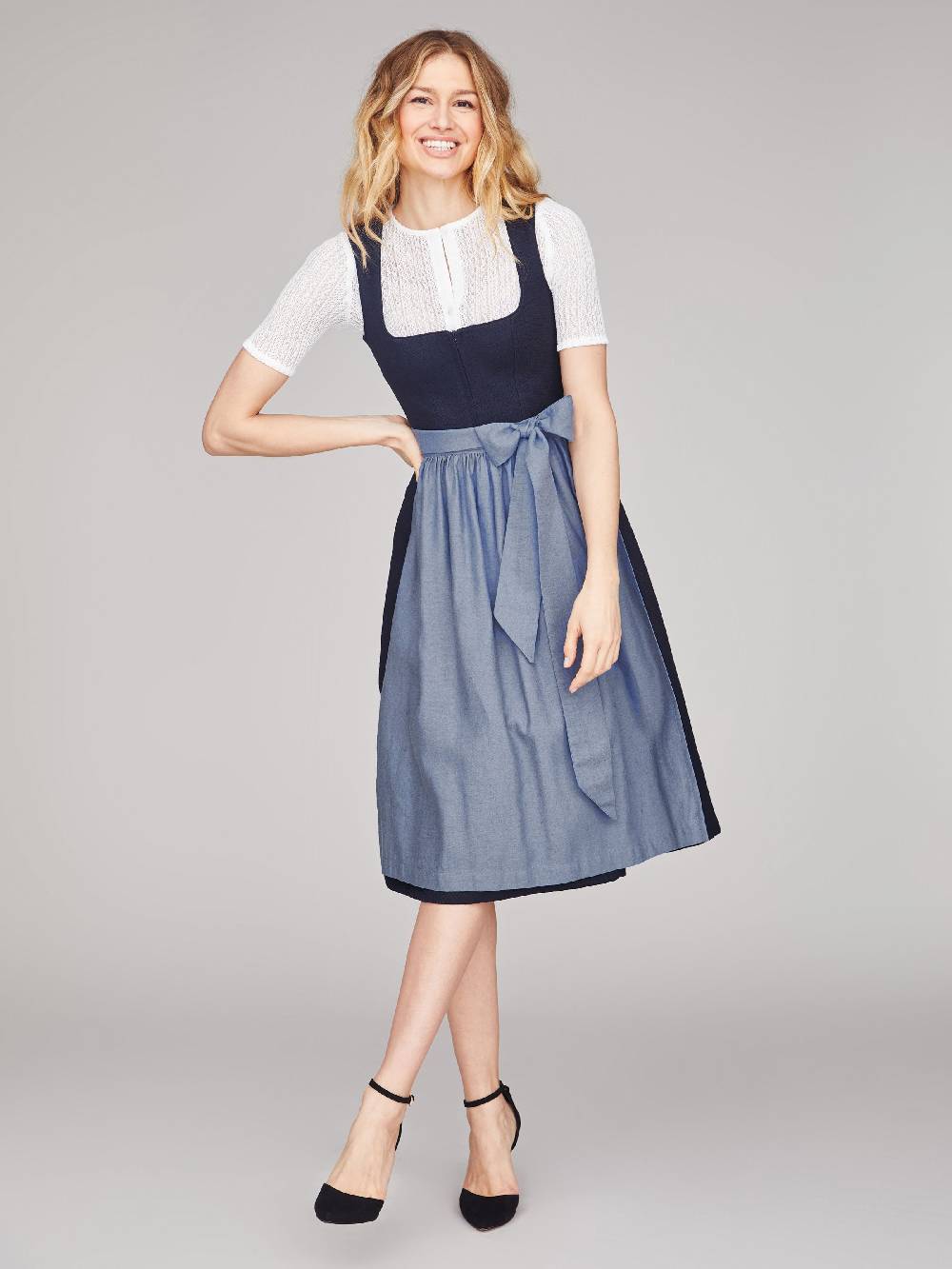 Limberry Dunkelblaues Strukturiertes Dirndl - RAVEN MIDNIGHT BLUE