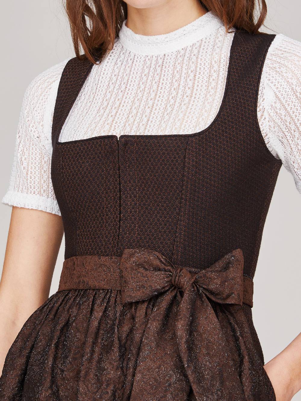Limberry Dunkelbraunes Strukturiertes Dirndl - RAVEN DARK BROWN